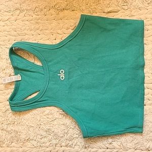 Alo yoga teal racerback crop tank
